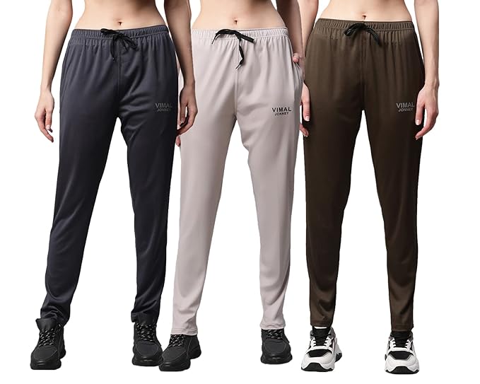 Dryfit Lycra Solid Multicolor Trackpants for Women (Pack of 3)-Dryfit_D10_Gry_L.Gry_OLV_003-XL