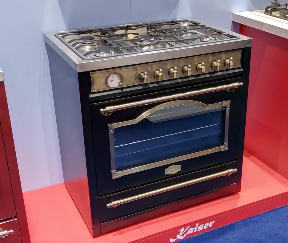 Kaiser HGE 93555 Em Gas Elettrico Fornello 90 cm/Forno Elettrico/Fornello/115L / Piano cottura a gas/ 4,5 Kw WOK/ 8 funzioni/Autopulente/Gas naturale e propano possibili/Qualità deluxe