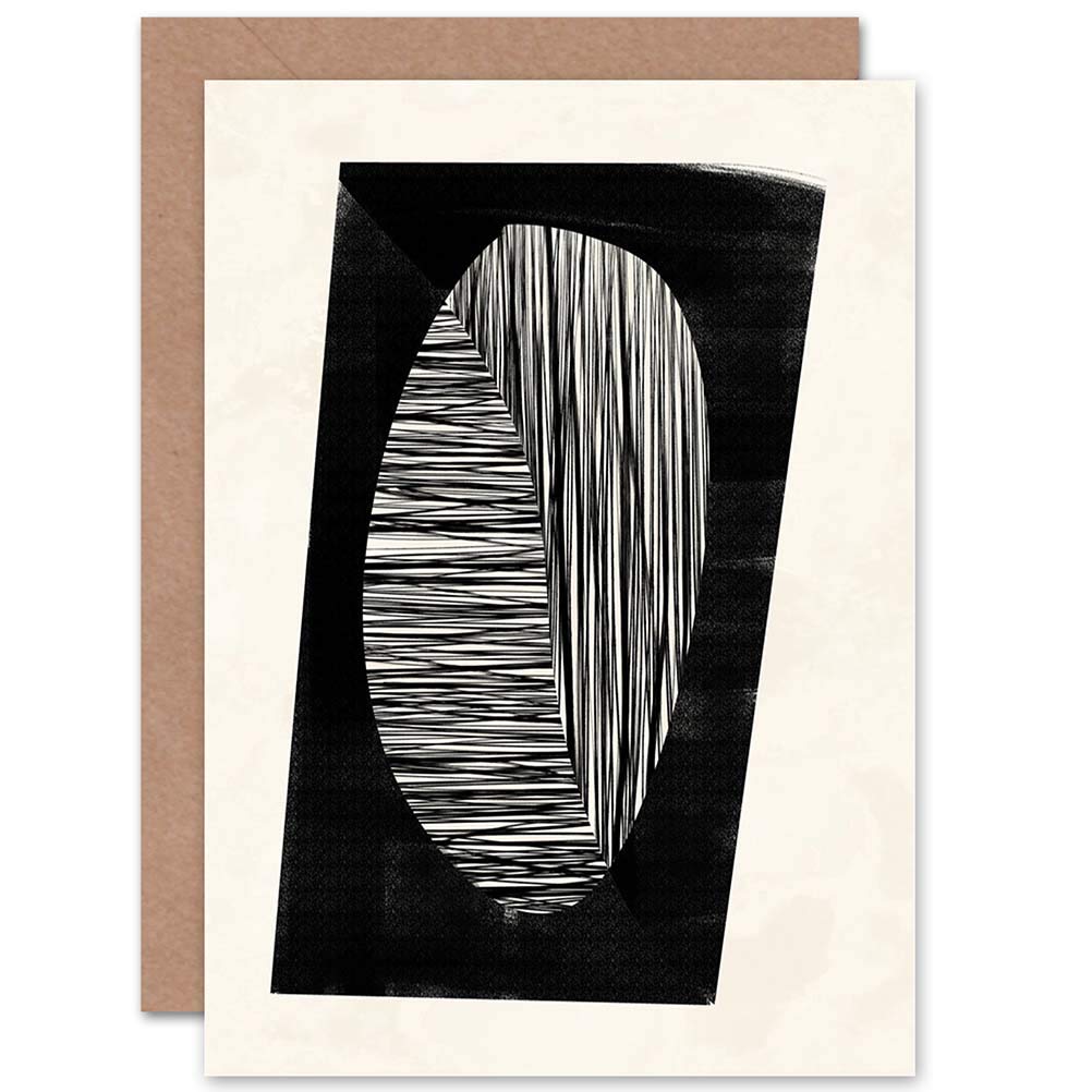 Wee Blue Coo Minimalist Abstract Painting Black White Greetings Card Cp3227