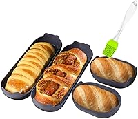 Vista 11 de Non-Stick Silicone Perforated French Bread Pan with Steel Frame, Perfect for Creating a Crisp, Golden-brown Crust, Baking 4 Waves Loaves Each Loaf