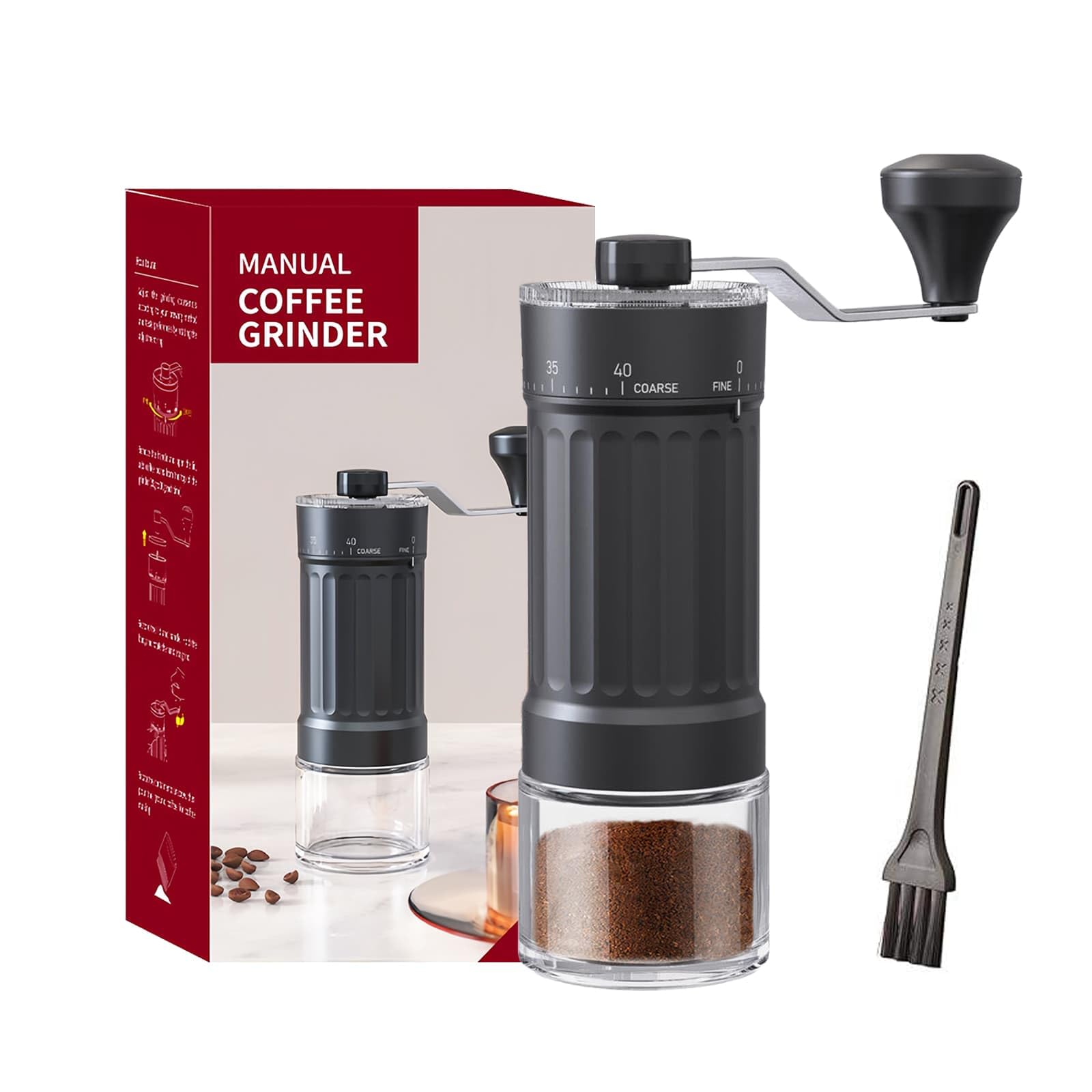 Manual Coffee Grinder with 30 Adjustable Settings, Portable Hand Grinder
