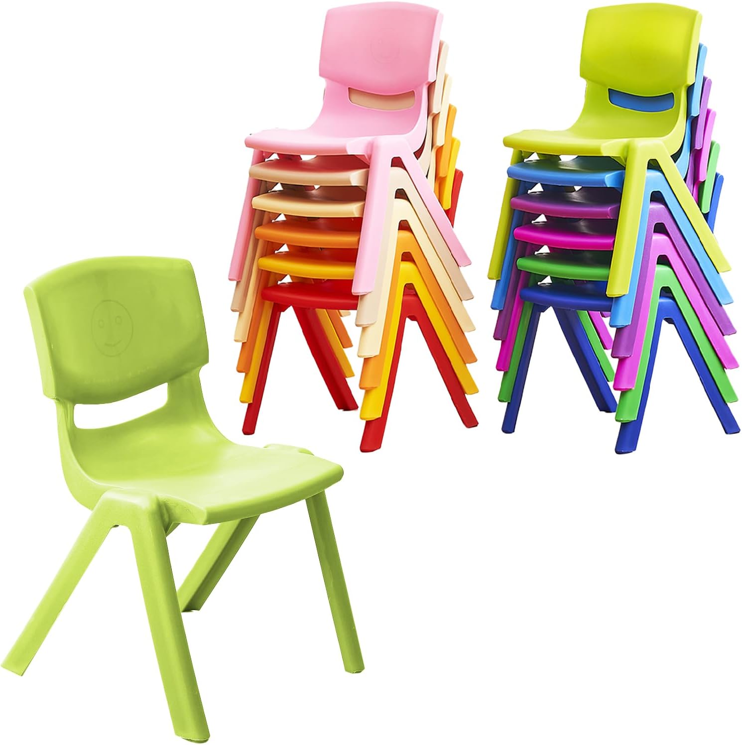 12Pcs Stackable School Chairs, Colorful Kids Plastic Chair for Toddlers with 12'' Seat, Kids Flexible Seating for Classroom Elementary, School, Daycare, Outdoor, Classroom Furniture (12PCS)
