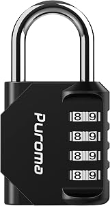 Puroma 1 Pack Combination Lock Locker 4 Digits Combo Padlock Gym Black