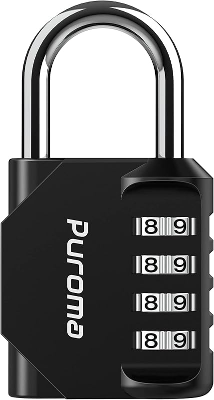 Puroma 1 Pack Combination Lock Locker 4 Digits Combo Padlock Gym Black