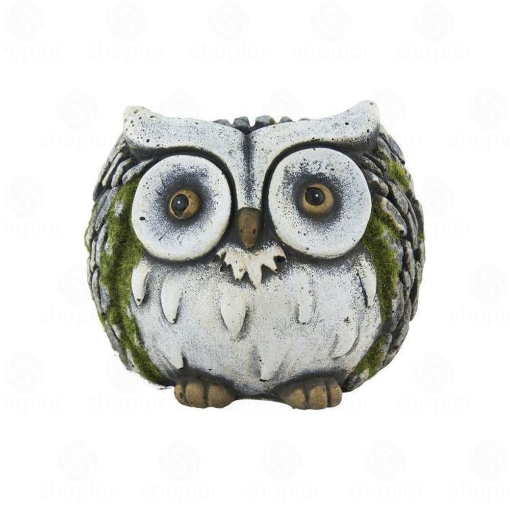shopior Cement Garden Planters | Novelty Flower Pots, Indoor Outdoor | Home Decorative Succulent Pots, Gardening Gifts, Plant Ornaments | Hand Painted Cement Pots (White Faced Owl (15cm))