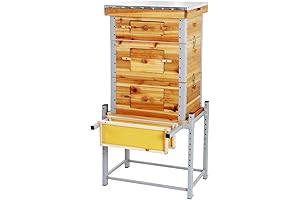 Beespa Beehive Dipped in 100% Beeswax, Langstroth Beehive with Metal Frame and Stand