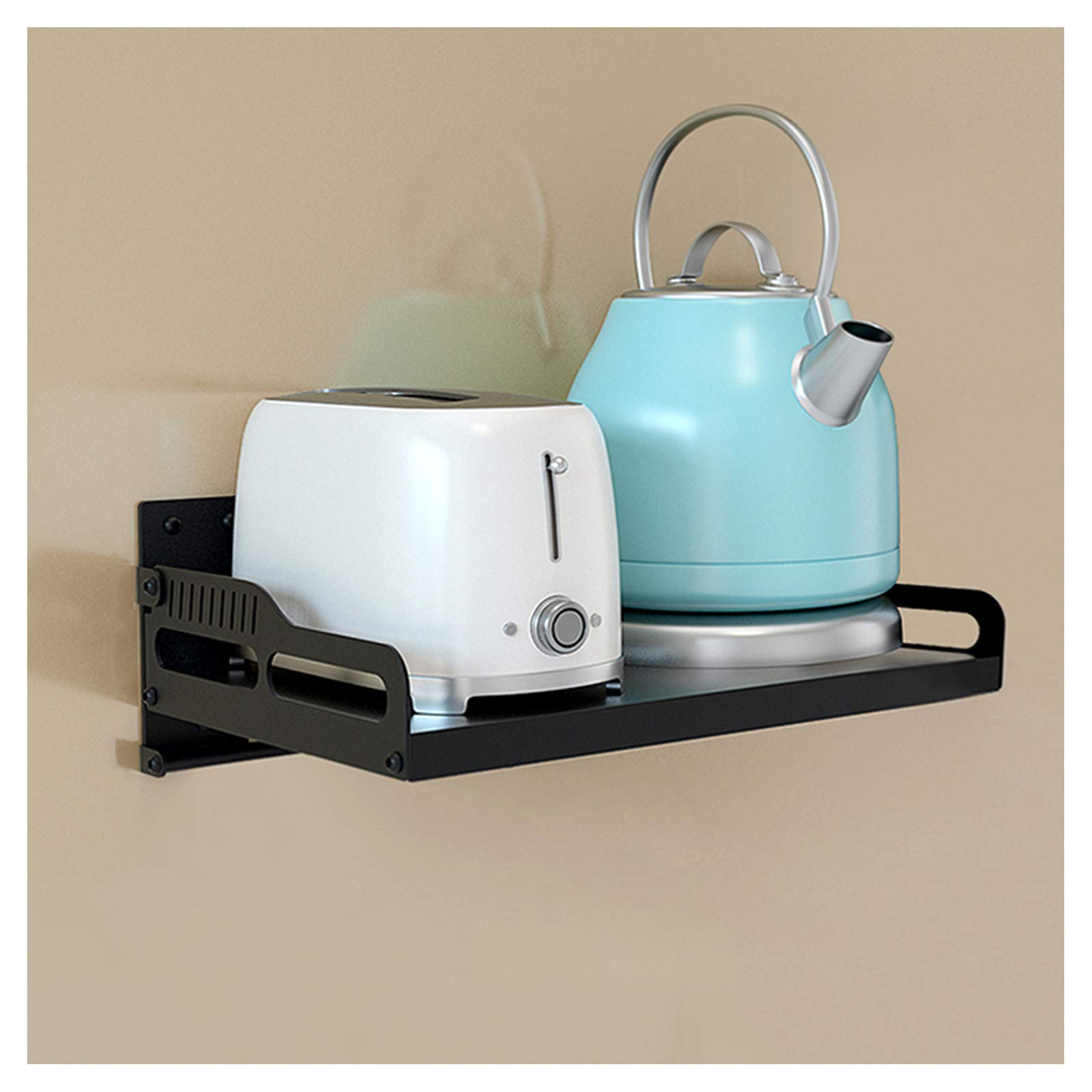 OWOHYG Stainless Steel Microwave Stand With Hanging Rack-Space-Saving Kitchen For Small Appliances And Utens-Storage Shelf Solution.
