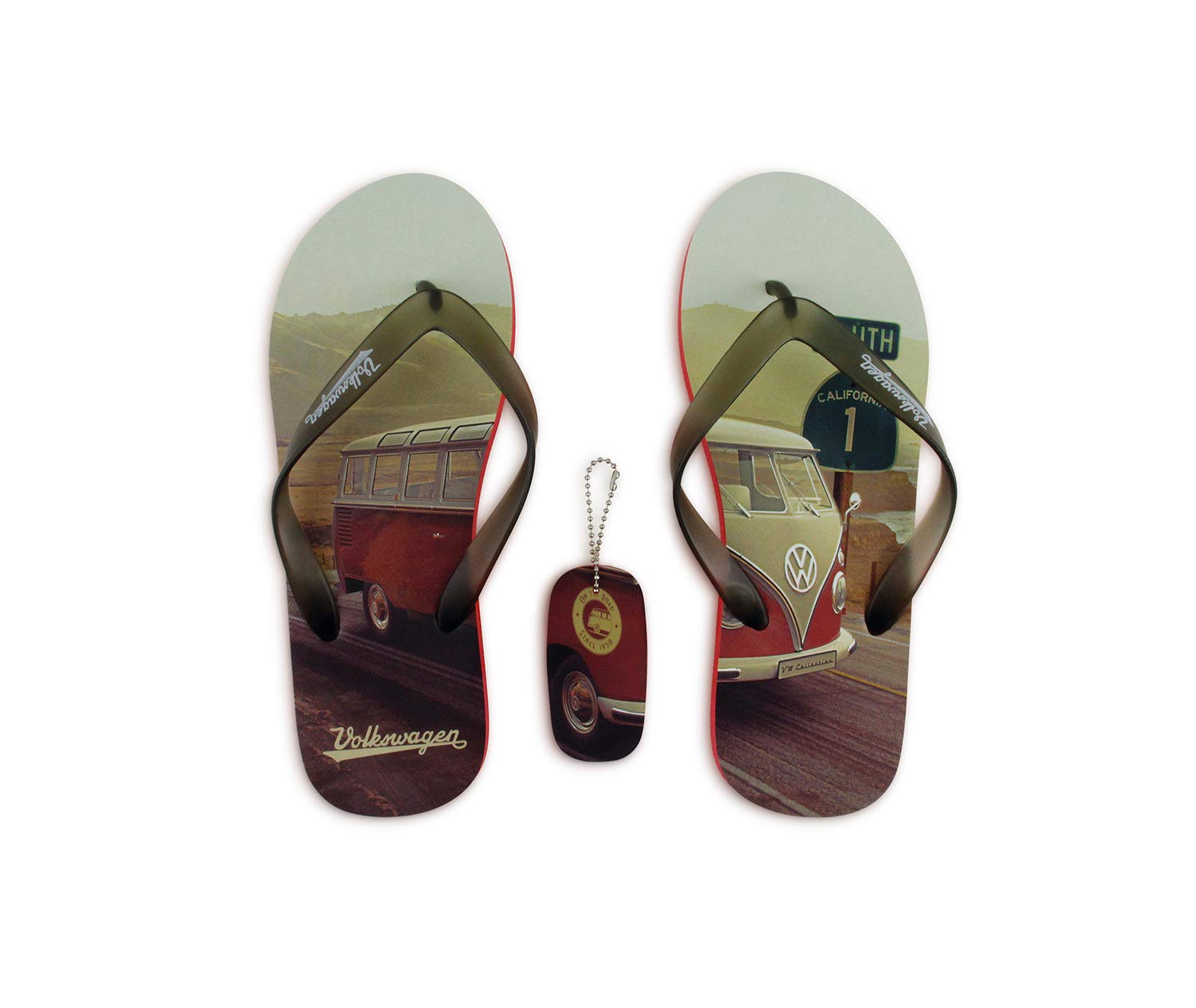 BRISA VW Collection VW T1 Bus Beach Sandals XXL (EU 44/45) - Highway 1/red