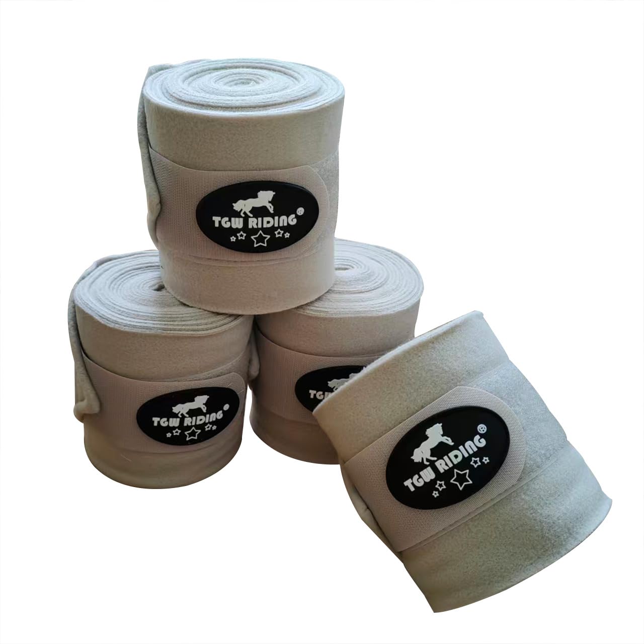 Envolturas de polo para piernas, forro polar equino (juego de 4) – Vendas para piernas de caballo (beige)