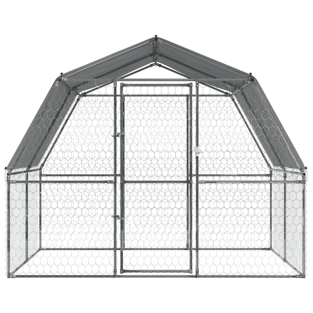 IKAYAA Recinto per Cani da Esterno Box per Cani con Tetto e Anta Kennel per Cani da Esterno Gabbia Cani in Acciaio Zincato-375 x 285 x 230 cm