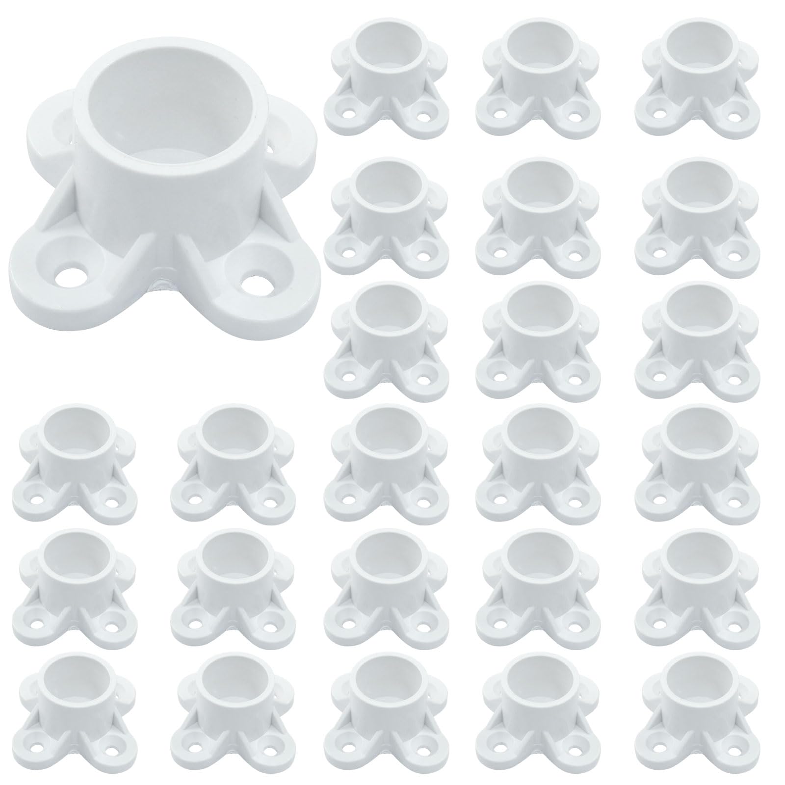 LVADUHF 25 Packs 1/2 Inch PVC Flange Table Leg Cap Fittings, Table Screw Caps PVC Fittings for Furniture Support Feet, Making Storage Shelves (White)