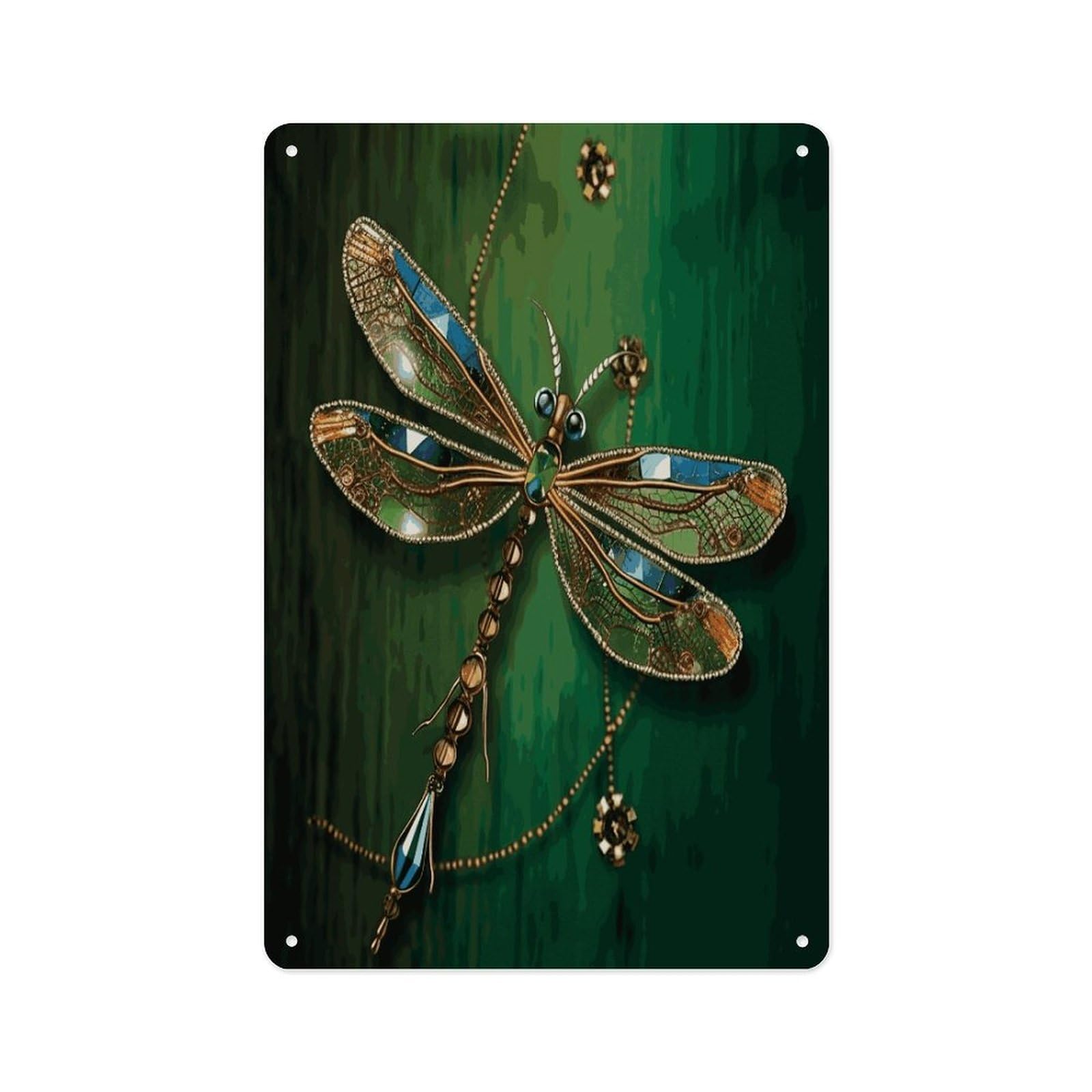 Fekiloot Style Jewel Dragonfly Wall Decor Metal Signs Tin Signs Poster