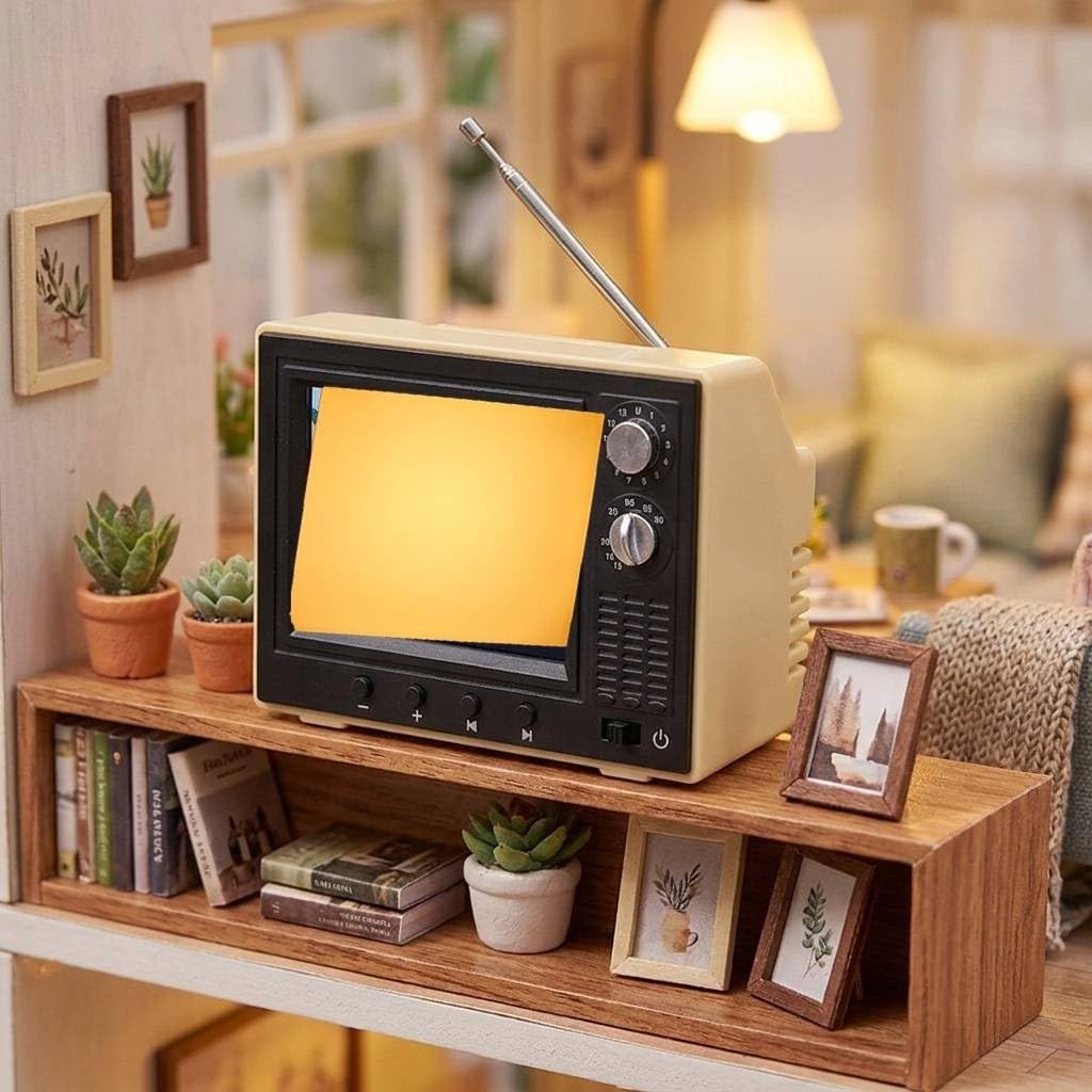 Retro-Cartoon-TV-Player mit 8 GB Speicher und wiederaufladbarem USB-Design für Puppenhaus-Dekor, Sammlerstück oder Schreibtischunterhaltung in Rot, Gelb oder Grün (rot)