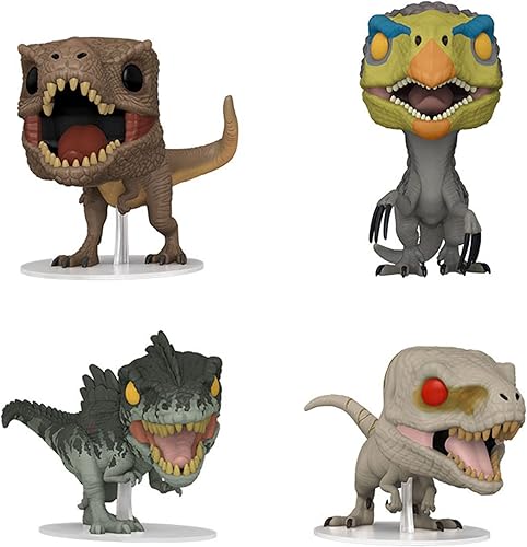 Funko Pop! Jurassic World Dominion - Set 4 - Terizinosaurio, Gigantosaurio, T.Rex y Atrociraptor (Ghost)