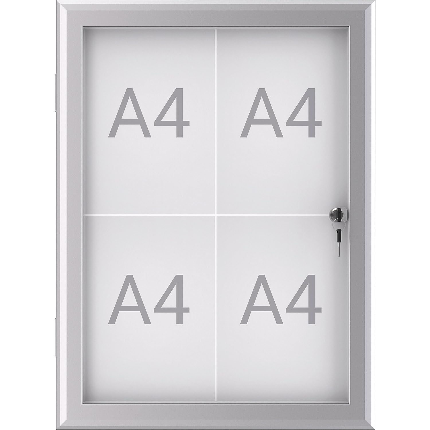 Vitrine murale extra-plate verrouillable pour protéger 4 documents A4