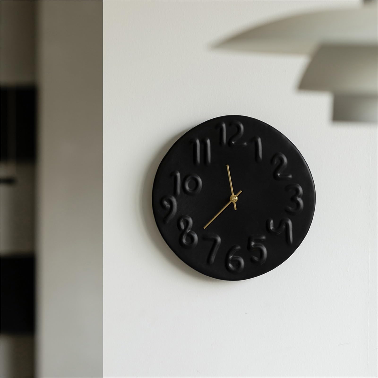 Cucina Orologio da parete nordico irregolare tridimensionale con parole, silenzioso, alimentato a batteria Decorazioni per interni(Nero)