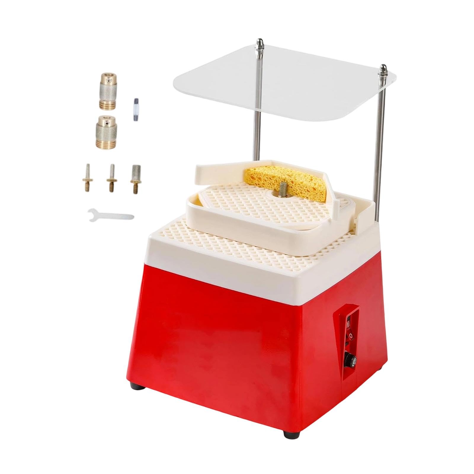 Strumento per Vetro Portatile con Piano Doppio E Protezione Acrilica Macchina per Molatura Elettrica Facile Da Trasportare Materiale Pp Resistente Ada, Rosso