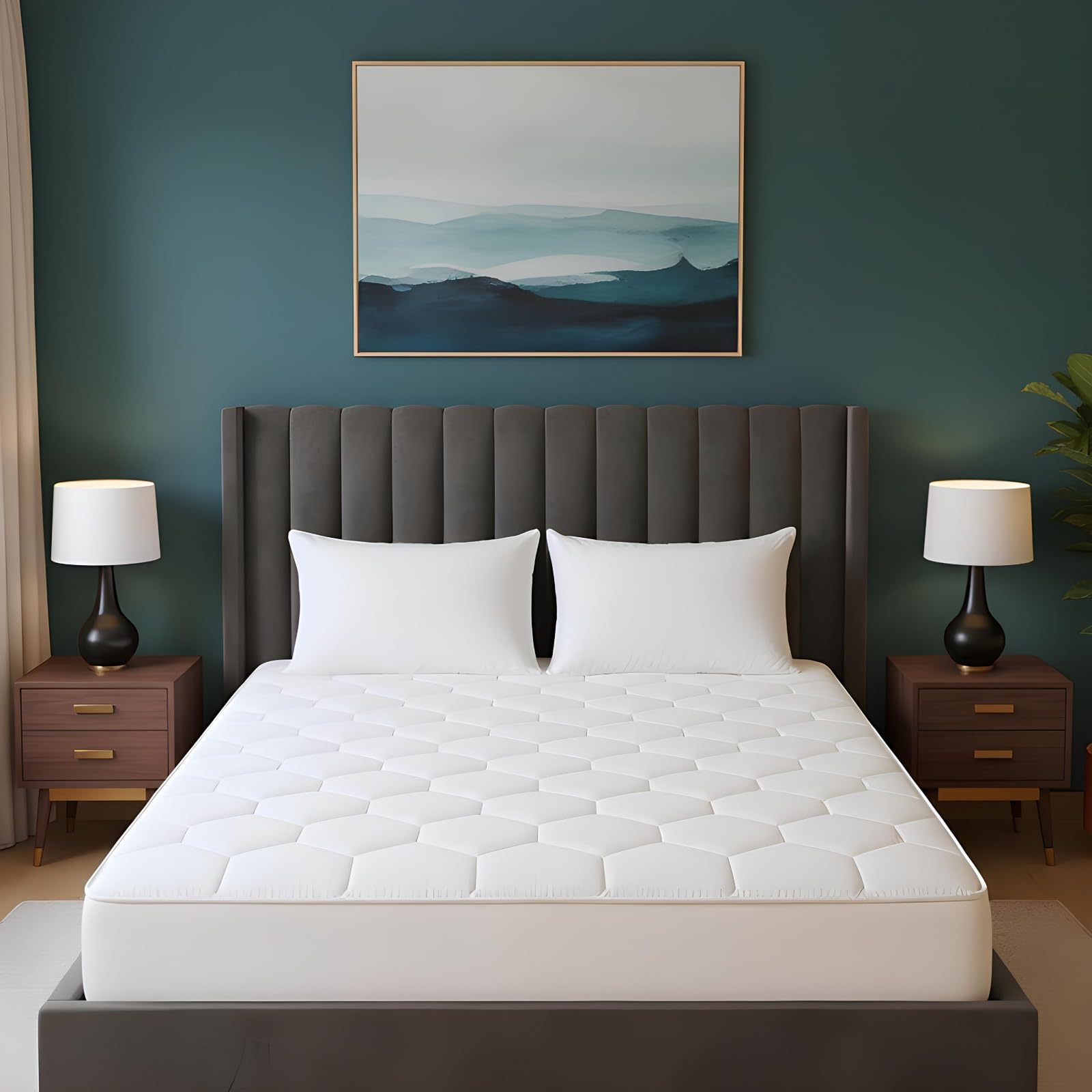 Cozy Aura King Size Mattress Protector – Deep Fitted 40cm Elastic skirt Mattress Cover w...