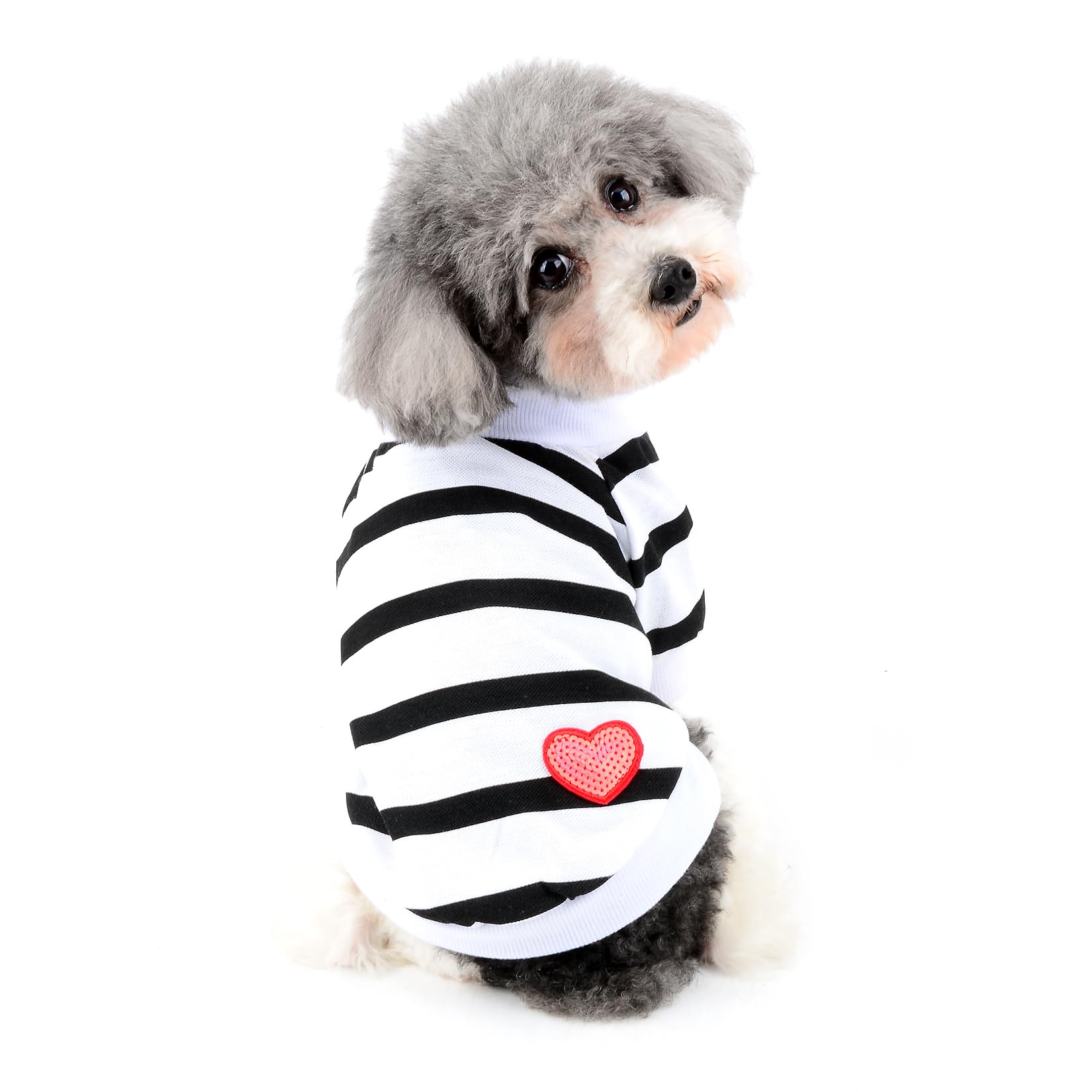 Ranphy Sequin Heart Dog T-Shirt for Small Dogs and Cats, White, S — image 1