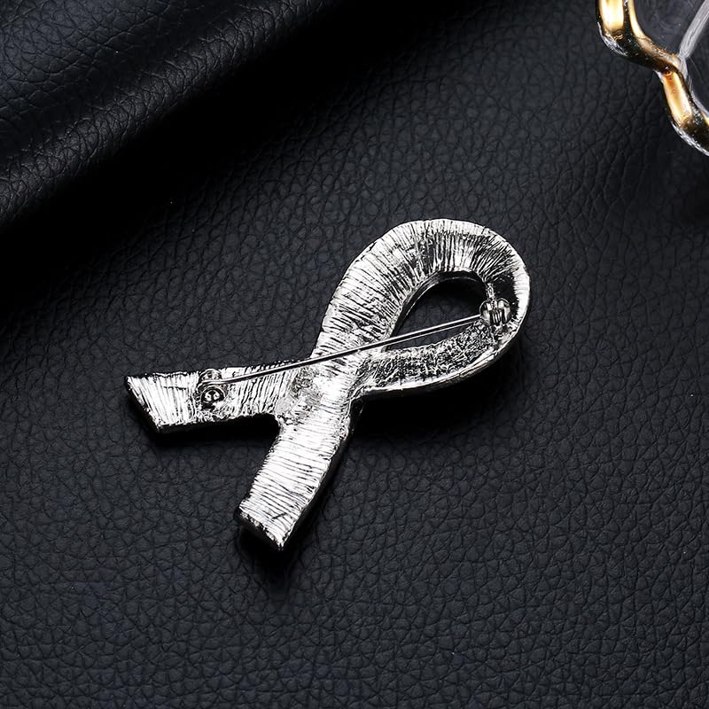 Image of Breast Cancer Awareness Pink Ribbon Rhinestone Brooch Pins, Faith Hope Love Fight Pray Lapel Pins, Pink Crystal Support Jewelry for Women
