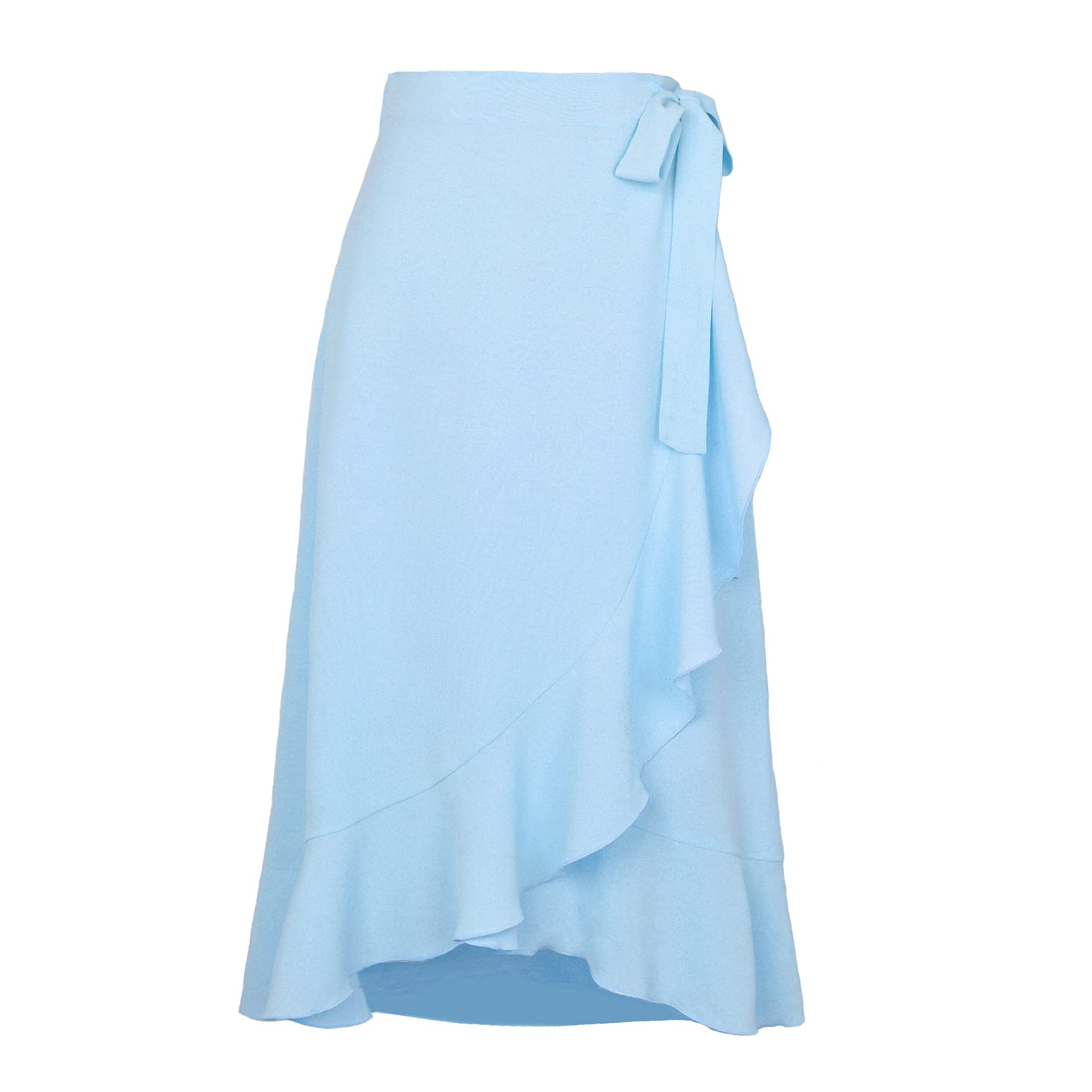 CSPEN Falda Mujer,Falda Pareo Midi Envolvente para La Playa para Mujer, Rosa Gasa Lisa De Una Pieza Falda Alta Y Baja con Volantes Irregulares Verano Casual Sexy Falda De Sirena Acampanada Dividida