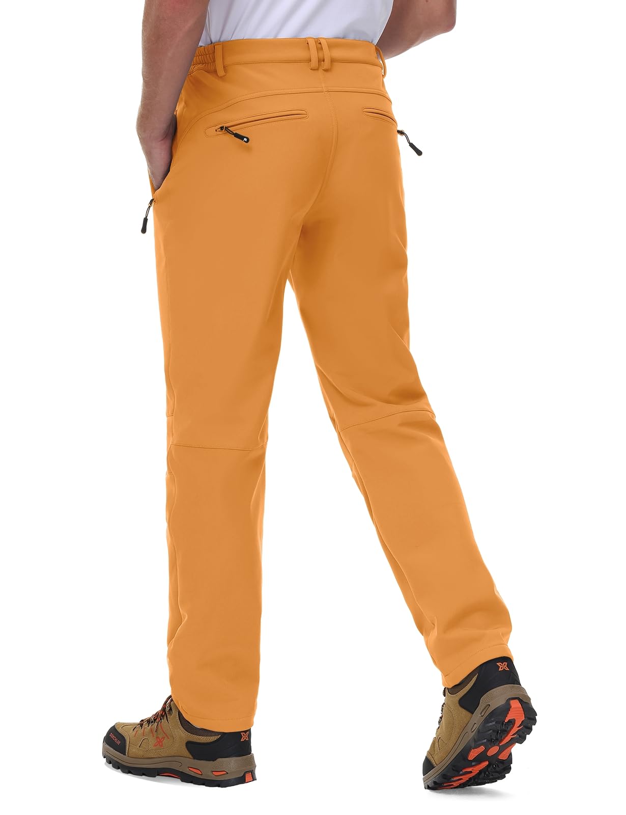 Rdruko Pantalon softshell pour homme - Imperméable - Pantalon de ski - Pantalon de travail - Doublure chaude - Pantalon de randonnée - Pantalon d'extérieur, Orange, 32
