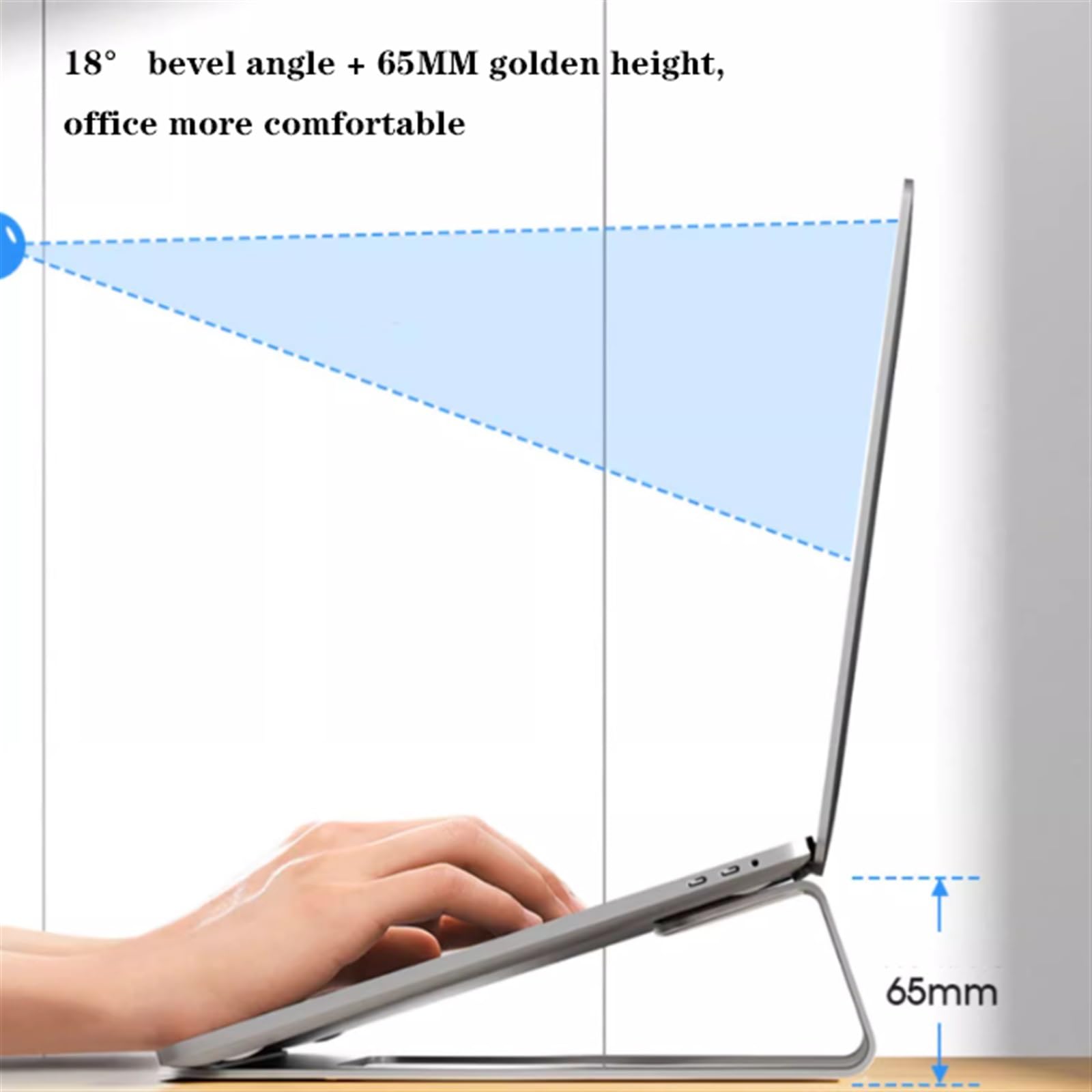 Supporto Portatile for Laptop, Supporto ergonomico for Laptop, Alluminio, Raffreddamento ventilato, Supporto for Notebook, AntiGraffio, Tutti i Laptop da 15,6 Pollici