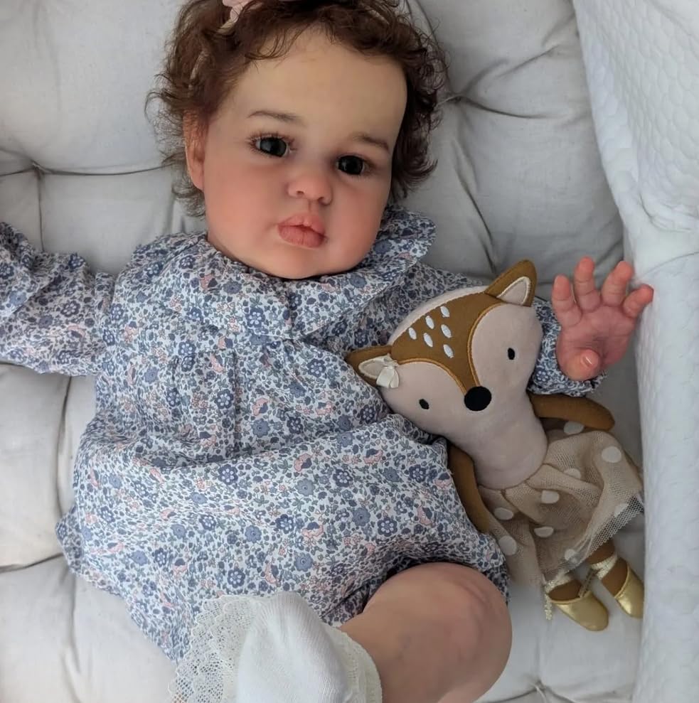 ROSHUAN Realistische Reborn Kleinkindpuppen Mädchen 24 Zoll Große Größe Reborn Babypuppen Weicher Stoff Körper, der wie EIN echtes Baby aussieht Puppe Lebensechte Kleinkindpuppe