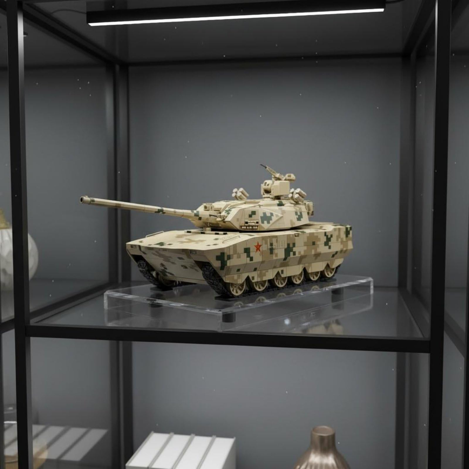 harayaa Maquette de Char Militaire Armored Vehicle-100 Réplique Modèle de Char Véhicule Blindé Miniature de Collection en, Char De Combat Principal Type 1 28100 avec Socle