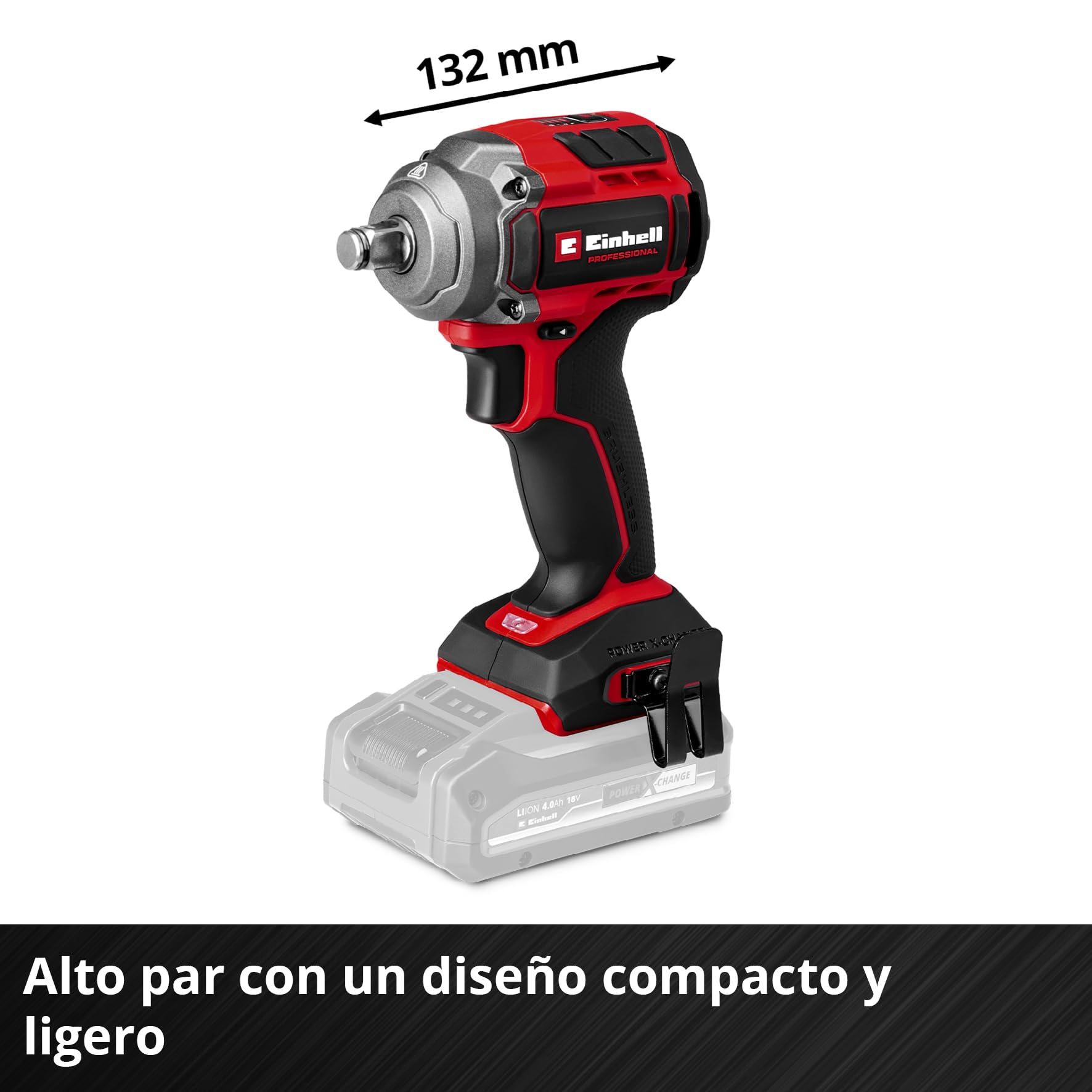 Einhell Professional atornillador de impacto con batería TP-CW 18/350-C Li BL-Solo PXC (18V, par 350Nm, modo de parada automática, brushless, recepción cuadrada exterior, sin batería)