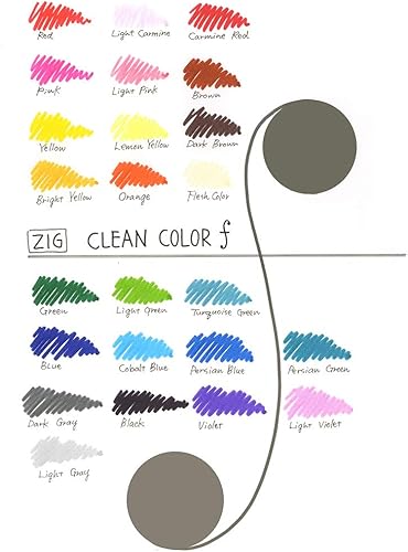 Miniatura 2 de Kuretake ZIG CLEAN COLOR f, 0.020 in y 0.047 in, certificado AP, sin olor, libre de xileno, apto para papel oscuro, perfecto para ilustrar, dibujar,