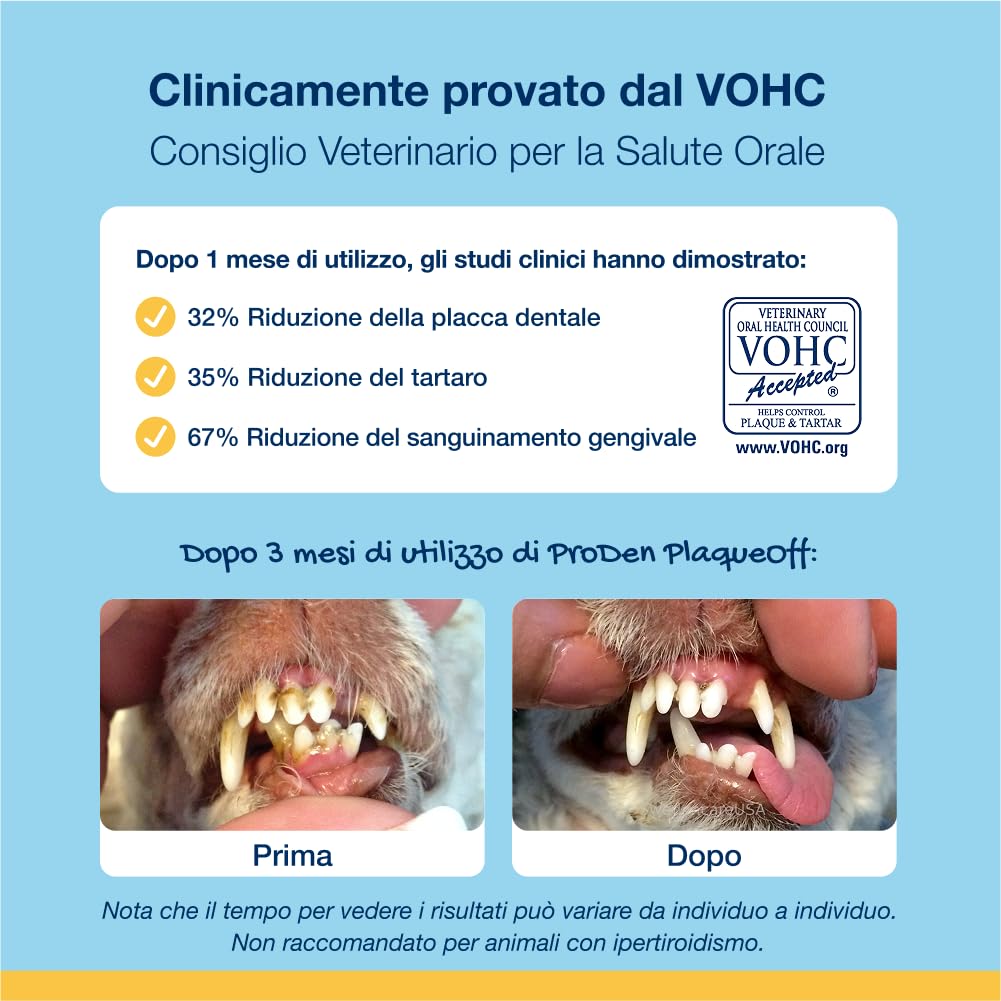 ProDen PlaqueOff 60g per Cani e Gatti – Aiuta a Ridurre Placca, Tartaro e Alito Cattivo – Pulizia Dentale 100% Naturale – Clinicamente Testato