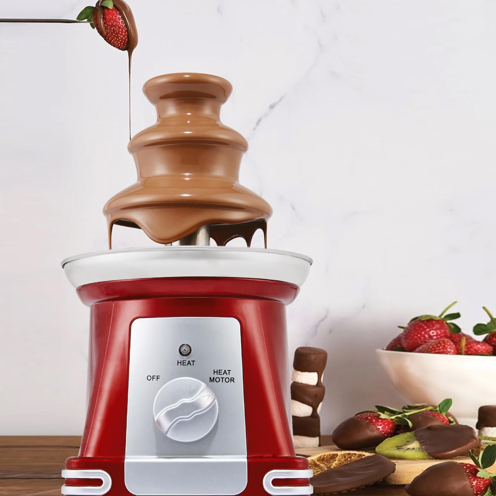 Fuente de Chocolate, 3 Niveles Fuente de Chocolate Eléctrica de Acero Inoxidable, Chocolate Fundido para Casa y Fiestas, Ideal para Navidad, Brunch y Recepciones