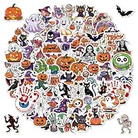 Masper 100 Non-Repeating Glitter Halloween Stickers, Assorted Vinyl Waterproof Holographic Halloween Pumpkin Stickers for Halloween Decorations Party Favors Cards Crafts
