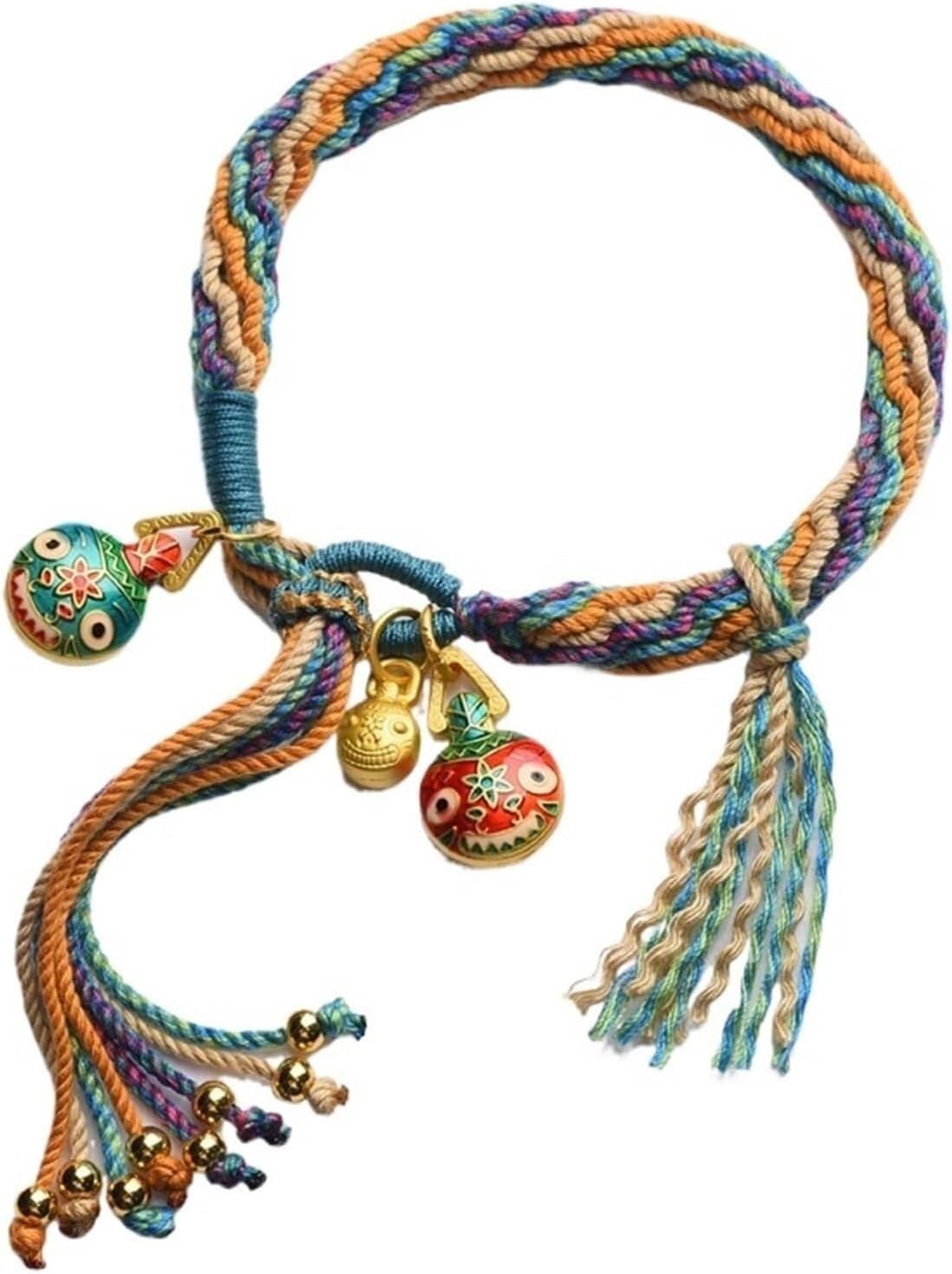 Braccialetti, Portafortuna, Braccialetti Intrecciati, Braccialetto di Reincarnazione in Corda di Cotone Cinese Intrecciata A Mano, Braccialetto di Gioielli Che Ingoia Be,Blue