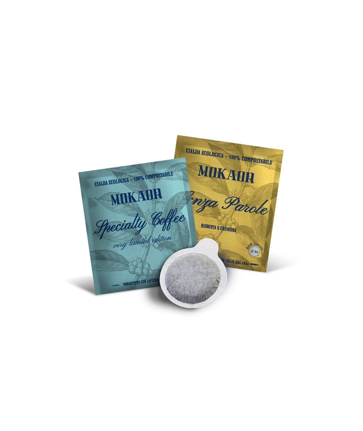 Mokaor caffè cialda ESE44 kit assaggio 200 cialde (100 Caffè senza Parole, 100 SPECIALTY COFFEE)