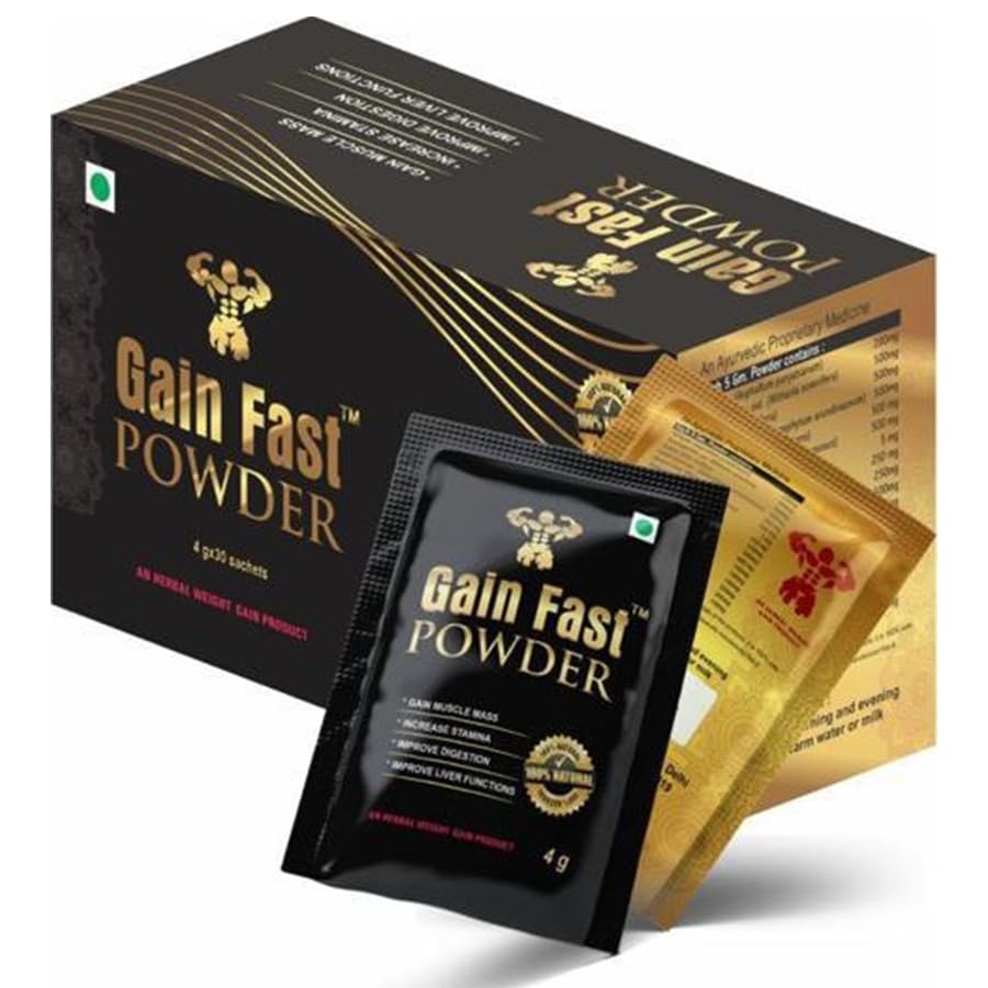 SUKHYAM Gain Fast Powder - Herbal Weight Gain Supplement | Gain Muscle Mass, Increase Stamina, Improve Digestion, Enhance Liver Function | 100% Natural Ayurvedic Proprietary Medicine - 4 gm Sachets (30 Sachets)-image-35