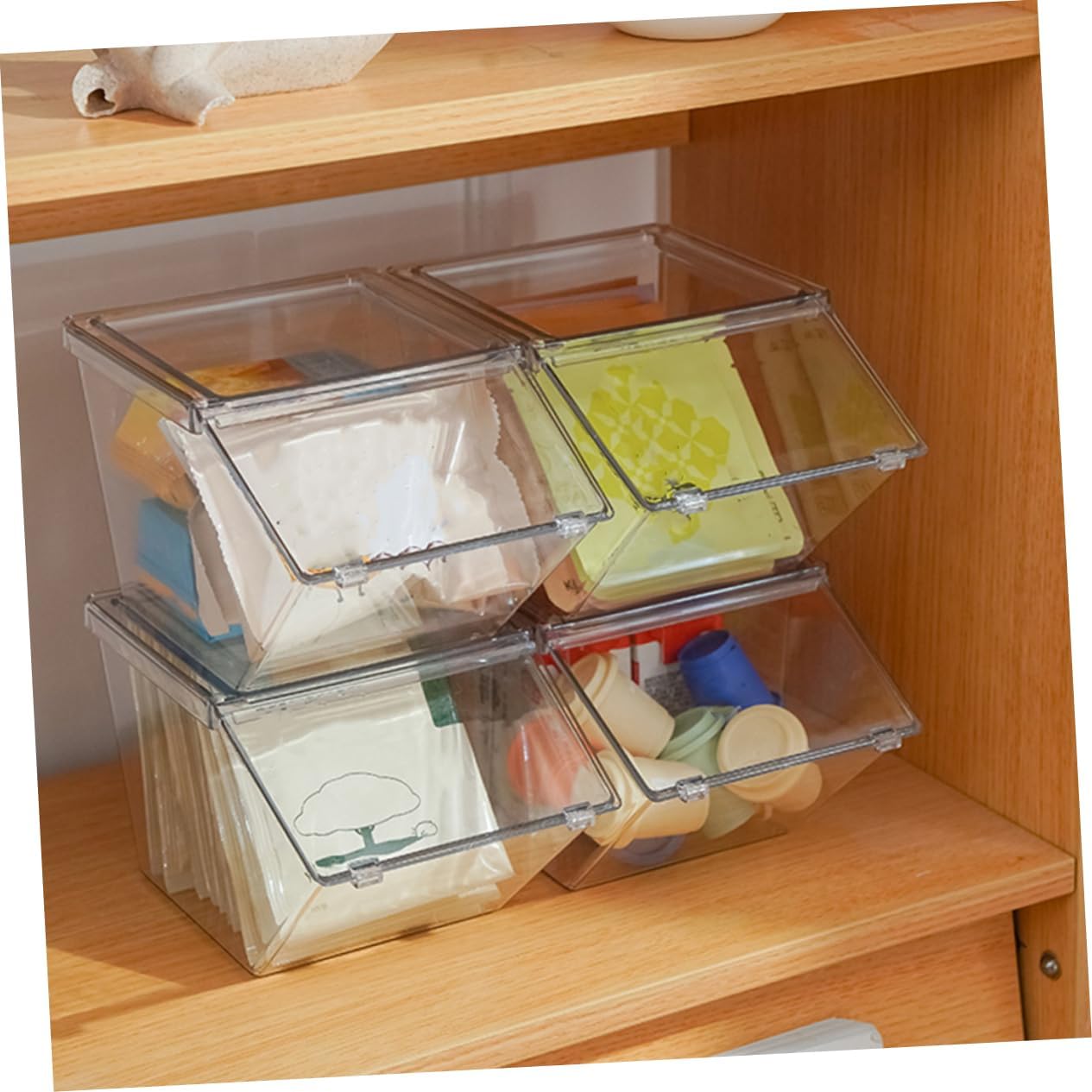 Garneck 4pcs Modern Acrylic Tea Bag Box Organizer Holder for Coffee Bar Candy Storage