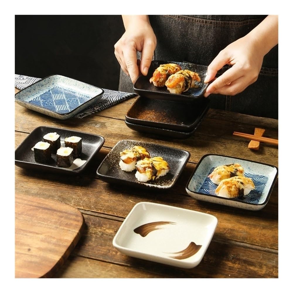 Sos Danie Kwadratowy ceramiczny talerz do sushi, płytki sosjerka, mięso sojowe, tace na sałatki, akcesoria kuchenne