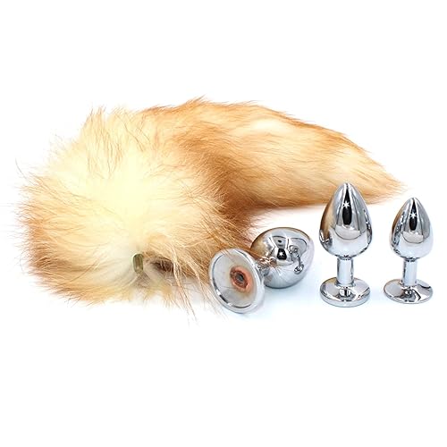 Replaceable Anal Plug Fox Tails Removable Metal Anal Sex Toy Detachable Butt Plug Sex Games Role Play Cosplay Toys Dog Tail Light Brown S 28Mm - light brown - S 28MM