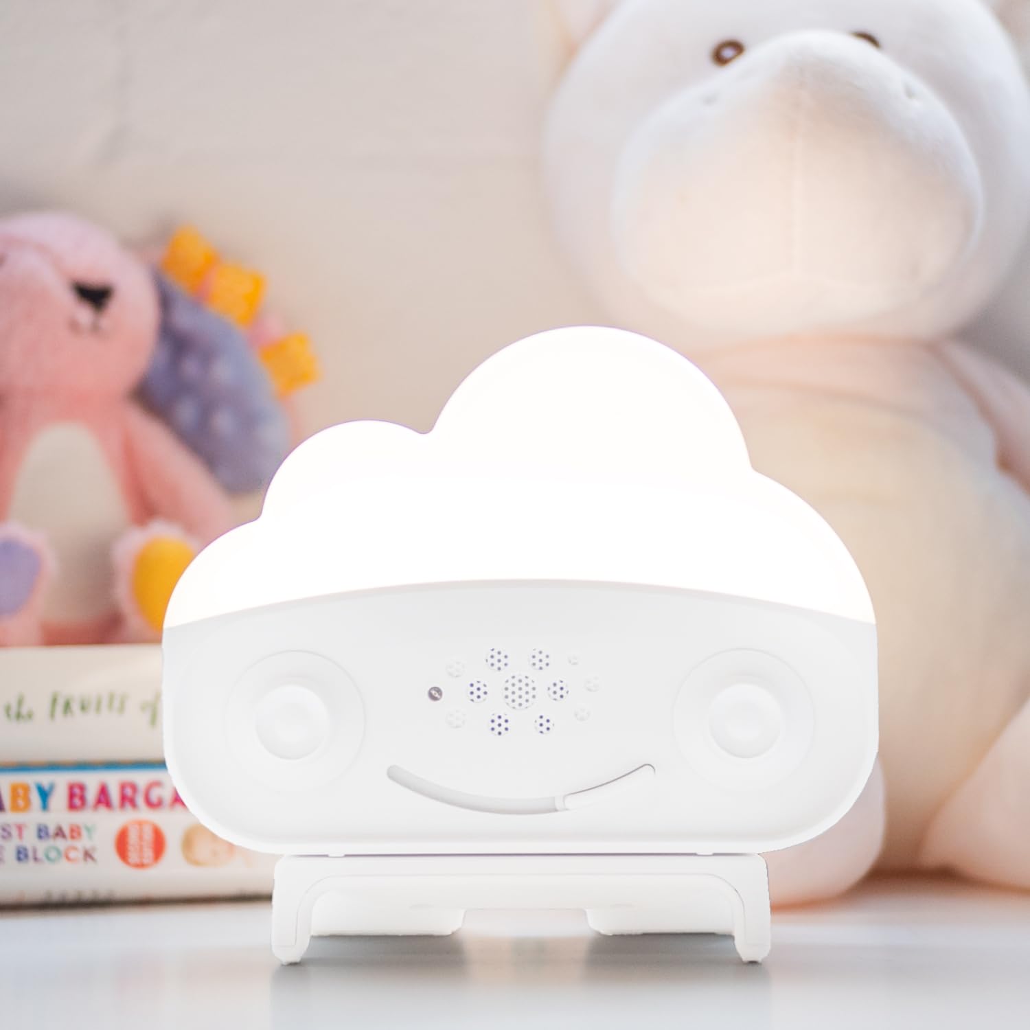 Happiest Baby SNOObie Smart White Noise Machine - Macchina sonora portatile per bambini con luce notturna, 12 suoni lenitivi per l'allenamento del sonno, bianco