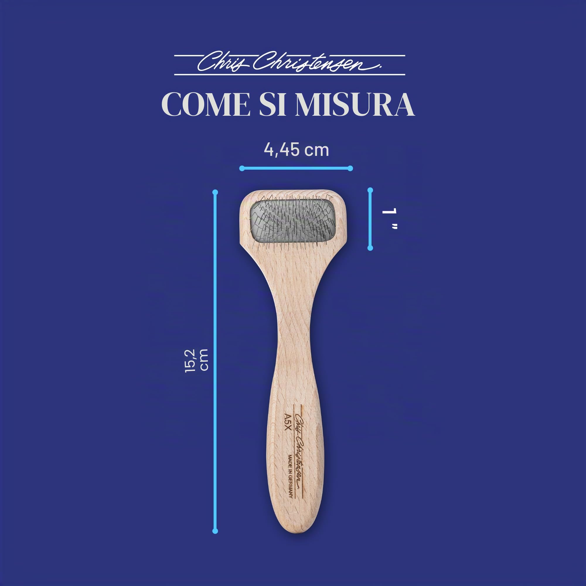 Chris Christensen Spazzola per Cani, Mark X Tiny Slicker, Groom Like a Professional, perni in Acciaio Inox, Corpo in Legno di faggio Leggero, Punte levigate e levigate