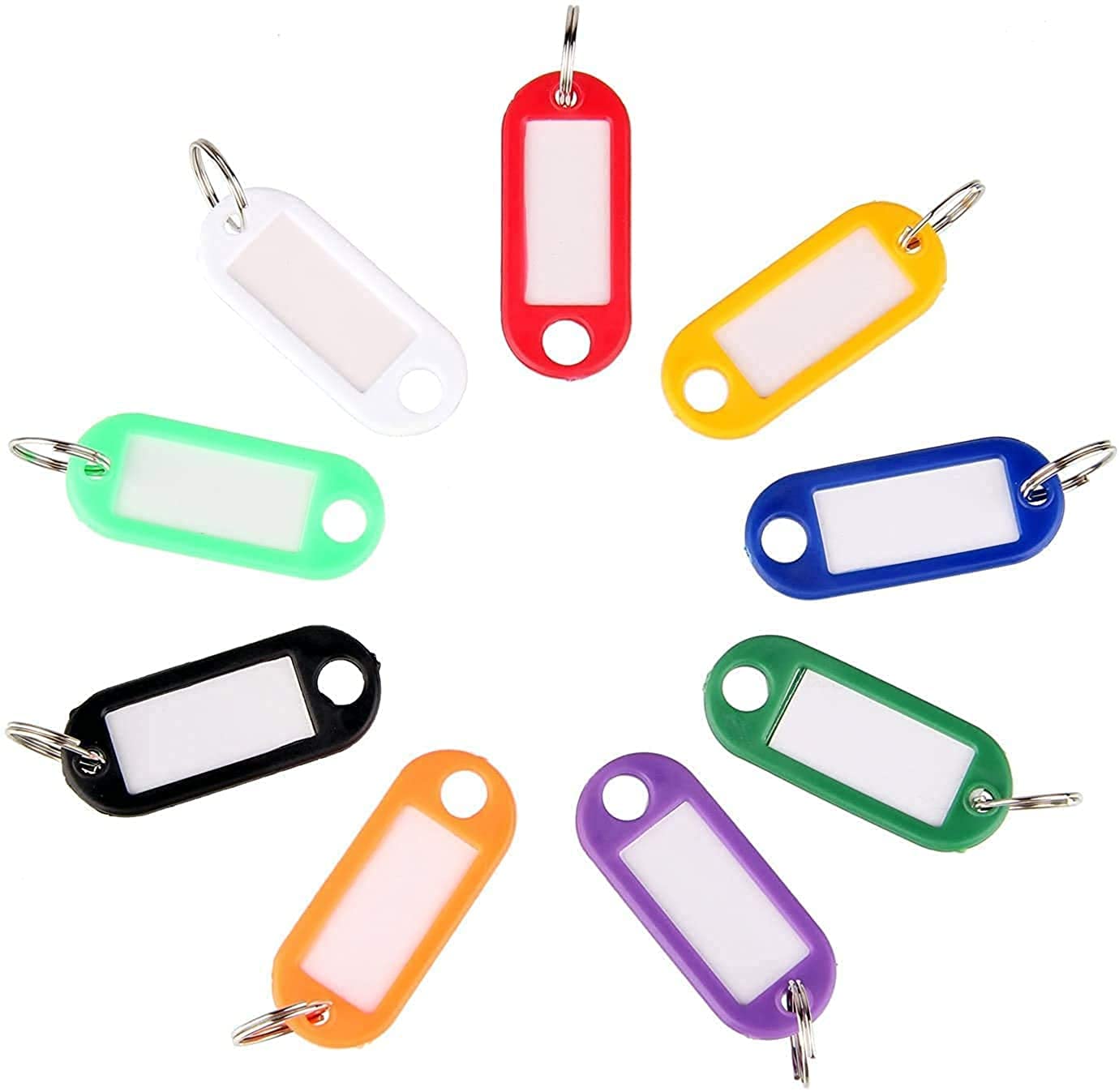 Keyring with Name Tag Labels | Plastic Keychain with 2 Side ID Label and 3/4" Split Ring | Writeable Name | For Home, Office, and kitchen-image-47
