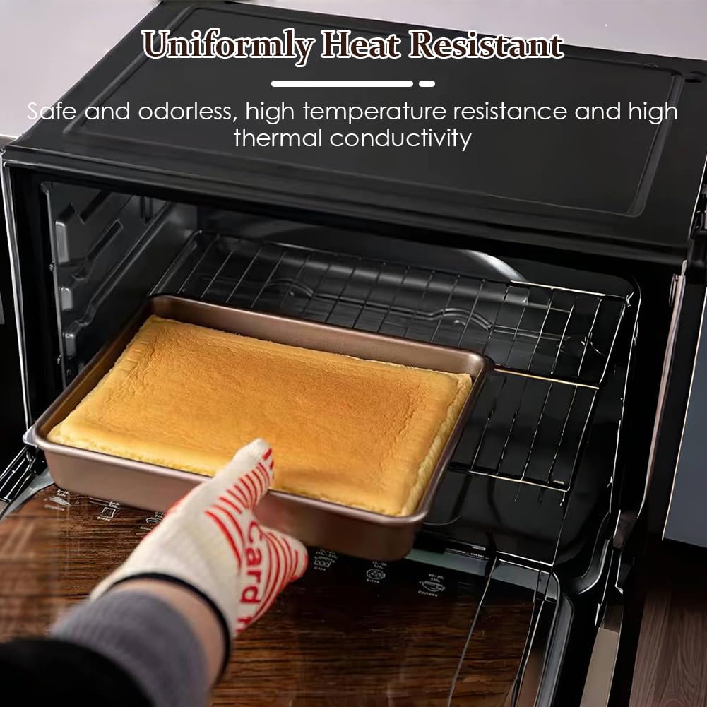 Teglia da forno rettangolare antiaderente per torte, 30,5 x 25,5 x 1,7 cm, in acciaio al carbonio oro rosa, per la casa, la cucina, il forno