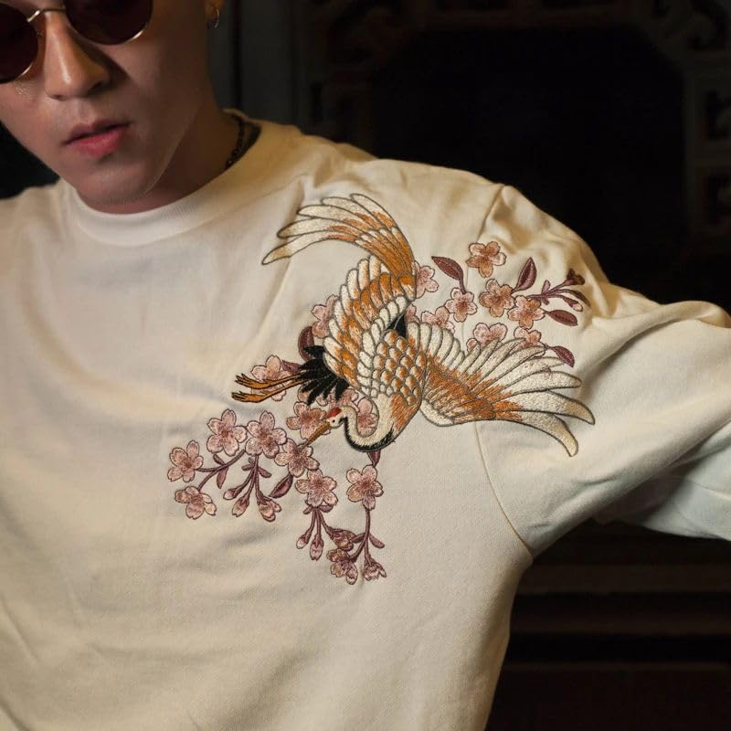 Pull style chinois sakura pour homme WOLONG idéal pour le quotidien