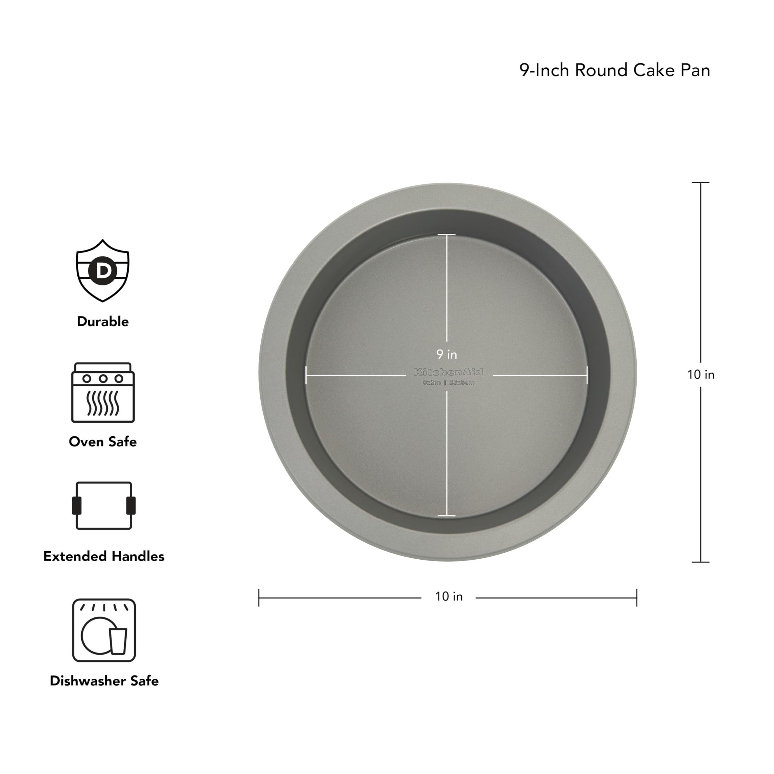 KitchenAid Runde Kuchenform aus aluminisiertem Stahl, 22,9 cm, konturiert, silberfarben