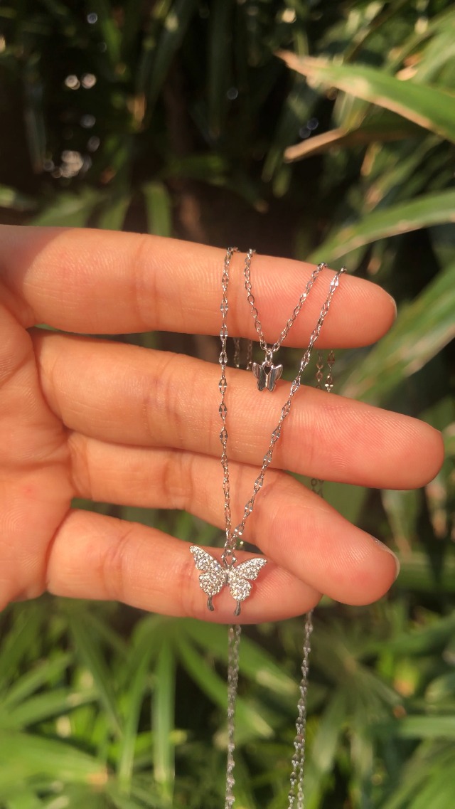 Butterfly & Letter Layered Necklace For Women – Adjustable Choker With Personalized Pendant, Cute Insect Jewelry Gift - View #3