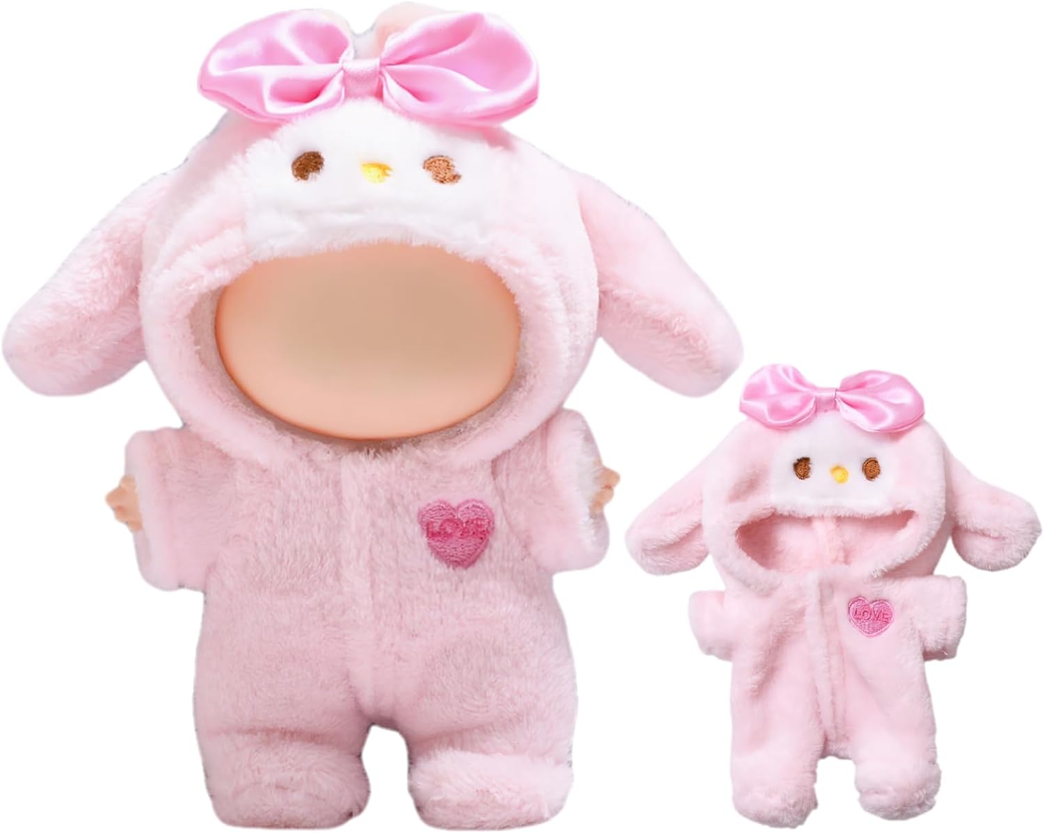 17cm Doll Clothes Set, Faux Animal Style Adorable Onesie Outfit for Keychain Dolls Dress-Up (Pink, No Doll Included)