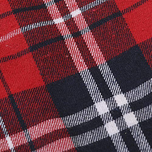 OCHENTA Men's & Boys' Long Sleeve Button Down Plaid Flannel Shirt4