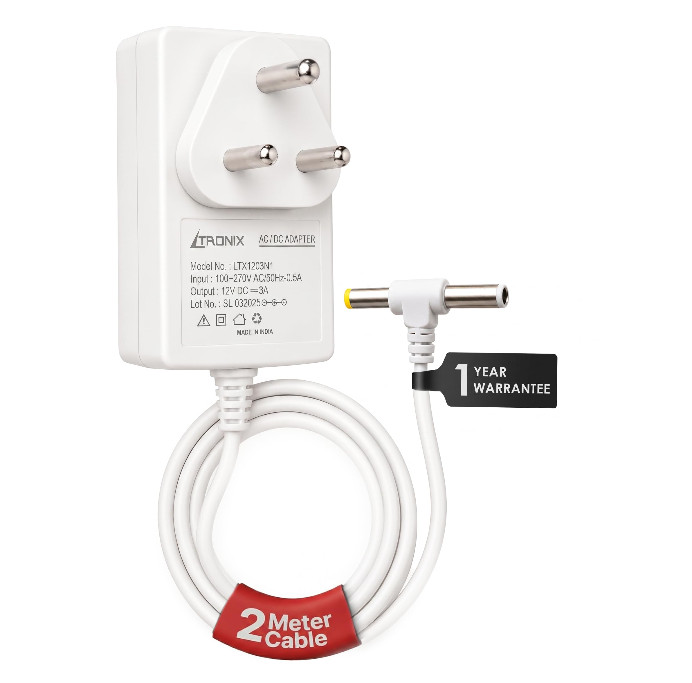 LTRONIX 12V 3A Power Adapter, Power Supply for Router, LED Strip, CCTV Camera, Modem, Set Top Box/DTH Box, 5.5mm & 4.0mm Jack, 36 Watt DC Output (White)-image-12